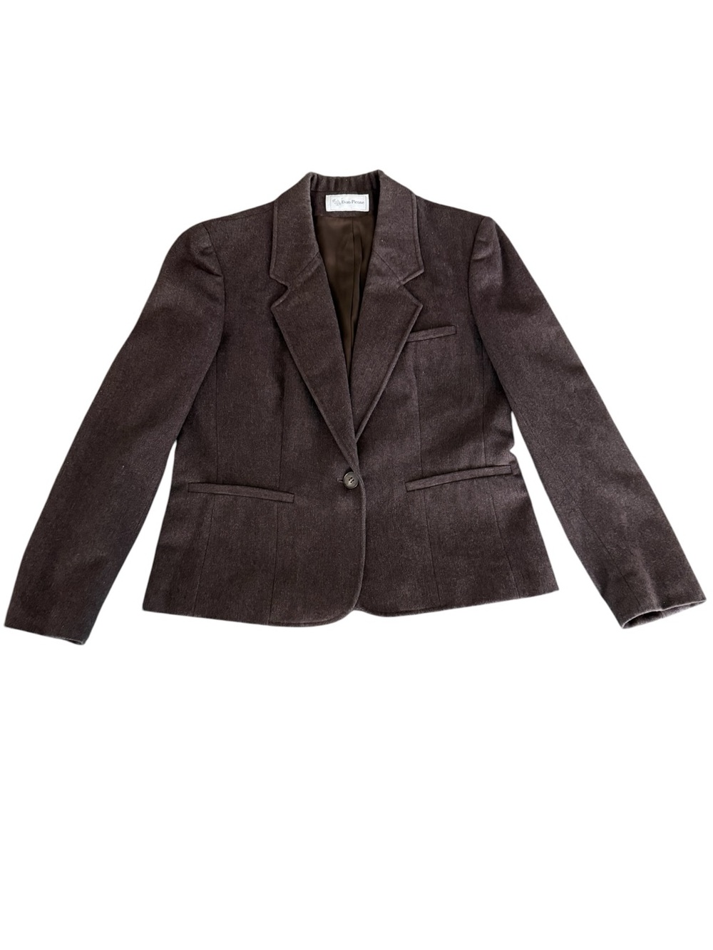Evan-Picone Vintage Brown Wool Blazer Jacket Single Button Small S Academe